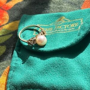 14k diamond Plumeria🌺 Ring with Pearl and diamonds